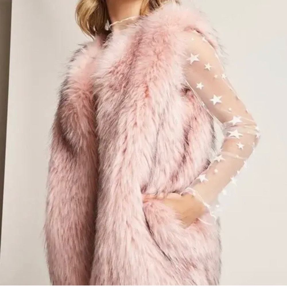 NWT- SHACI Pink Faux Fur Vest- Jacket ( XS)